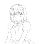  greyscale hisui maid maid_headdress monochrome ribbon short_hair solo tsukihime tusia 