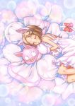  1girl accel_world animal_ears arita_haruyuki bad_id bad_pixiv_id brown_hair cat_ears cat_tail closed_eyes hair_ornament hairclip highres kawagoe_pochi kurashima_chiyuri pig ribbon sleeping tail 