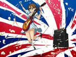  alternate_hairstyle amplifier bad_id bad_pixiv_id bespectacled braid brown_eyes brown_hair dress electric_guitar flag_background gibson glasses guitar hirasawa_yui instrument k-on! k-on!_movie les_paul marshall meiouseijin one_eye_closed singing! twin_braids twintails union_jack 
