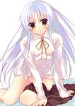  amanagi_seiji angel_beats! bad_id bad_pixiv_id breasts long_hair nipples no_panties school_uniform see-through silver_hair skirt skirt_around_one_leg small_breasts solo tenshi_(angel_beats!) yellow_eyes 