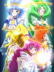  aoki_reika blonde_hair blue_dress blue_eyes blue_hair boots bow choker cure_beauty cure_happy cure_march cure_peace cure_sunny dress green_choker green_dress green_eyes green_hair hair_bun hair_flaps hair_tubes halo head_wings hino_akane_(smile_precure!) kise_yayoi long_hair magical_girl midorikawa_nao multiple_girls open_mouth orange_eyes orange_hair pink_choker ponytail precure princess_form_(smile_precure!) short_hair sidelocks smile smile_precure! tiara tj-type1 twintails wrist_cuffs yellow_bow yellow_eyes 