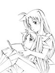  alicia_testarossa fate_testarossa greyscale jason_(kaiten_kussaku_kikou) long_hair lyrical_nanoha monochrome multiple_girls siblings simple_background sisters smile white_background 