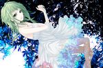  bare_shoulders breasts dress green_eyes green_hair gumi hand_on_own_chest highres naoto small_breasts solo strapless strapless_dress vocaloid 