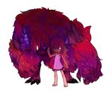  1girl child fukurou_(owl222) fur gradient_hair heterochromia horns monster monster_girl multicolored_hair original purple_eyes 