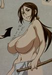  breasts brown_hair katana large_breasts manyuu_hikenchou nipples okami_(manyuu_hikenchou) 