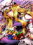  &gt;_&lt; animal_ears bad_id bad_pixiv_id blonde_hair blush_stickers cat_ears cat_tail chen chibi closed_eyes fang fox_ears fox_tail hair_ribbon hat minigirl multiple_girls purple_eyes ribbon sleeves_past_wrists tail touhou yakumo_ran yakumo_yukari zashiki_usagi 