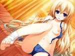  akatsuki_no_goei bandage bikini blonde_hair blush breasts game_cg kurayashiki_tae long_hair nipples swimsuit tomose_shunsaku wet 