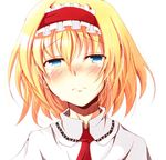  alice_margatroid blonde_hair blue_eyes blush chata_maru_(irori_sabou) crying crying_with_eyes_open frown hairband looking_at_viewer short_hair simple_background solo tears touhou white_background 