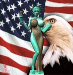  3d america american_flag avian bald_eagle big_breasts bird breasts chup@cabra eagle female feral huge_breasts human inanimate inanimate_object looking_at_viewer mammal nipples real sculpture statue statue_of_liberty torch what 