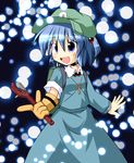  backpack bag blue_eyes blue_hair blush gloves hair_bobbles hair_ornament hat ichidai_taisa kawashiro_nitori key open_mouth short_twintails sleeves_rolled_up solo touhou twintails two_side_up wrench 
