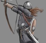  archer arrow bow_(weapon) bowman brown_hair gdane hair helmet human mammal not_furry ranged_weapon shield sword weapon 