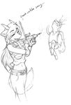  anthro blood breasts canine clothing dragon female gun horn l85 mako_(character) makoroll male mammal meadow_(character) monochrome musical_instrument pencil ranged_weapon violin weapon wings 