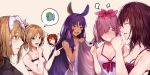  6+girls ? absurdres ahoge angry animal_ears babydoll bangs bare_shoulders blonde_hair blue_eyes blush bra braid breasts bulbasaur chaldea_uniform cleavage dark_skin eyebrows_visible_through_hair eyes_closed facial_mark fate/apocrypha fate/grand_order fate_(series) fujimaru_ritsuka_(female) gen_1_pokemon glasses green_eyes hair_between_eyes hair_ornament hair_over_one_eye hair_scrunchie hands_up headpiece highres holding hplay jackal_ears jacket janne_d&#039;arc jeanne_d&#039;arc_(fate) jeanne_d&#039;arc_(fate)_(all) jewelry large_breasts laughing long_hair looking_at_viewer mash_kyrielight medium_breasts mordred_(fate) mordred_(fate)_(all) multiple_girls nitocris_(fate/grand_order) one_side_up open_mouth orange_eyes orange_hair pink_hair pointing ponytail pout purple_bra purple_eyes purple_hair scathach_(fate)_(all) scathach_(fate/grand_order) scrunchie short_hair side_ponytail sidelocks smile spoken_question_mark underwear very_long_hair wavy_mouth 