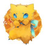  bow clothed_pokemon creature food gen_5_pokemon joltik no_humans pokemon pokemon_(creature) ribbon siho solo standing waffle 