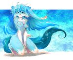  blue_eyes blue_fur blue_hair breasts carbuncle chest_tuft female final_fantasy fur hair nipples nude pipisan pipisan_(artist) puzzle_&amp;_dragons smile tuft unknown_species video_games 