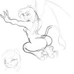  anthrofied avian breasts butt exwolf85 female friendship_is_magic gilda_(mlp) gryphon looking_back monochrome my_little_pony sketch solo wings 