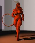  (character) abs anthro big-ass big-boobs big_breasts big_thighs breasts dragon female fire fit hip horn muscles muscular_female nipples nude pin-ups pinup pose reptile scalie solo thick_thighs vic34677 wide_hips 