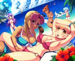  arms_up beach bikini blonde_hair blue_hair braid breast_hold breast_press breasts brown_eyes brown_hair character_request cleavage day dog earrings flower fortune_quest hibiscus highres holding jewelry kanisaka large_breasts long_hair looking_at_viewer lotion multiple_girls o-ring o-ring_bikini ocean oil outdoors pastel_g._king purple_eyes purple_hair red_eyes rumy_(fortune_quest) shiro_(fortune_quest) simple_background single_braid slingshot_swimsuit smile striped striped_bikini striped_swimsuit swimsuit tan twin_braids water yellow_eyes yuri 