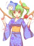  bad_id bad_pixiv_id bag bagged_fish banned_artist blue_kimono brown_eyes candy_apple character_mask cirno collarbone daiyousei fish floral_print food green_hair japanese_clothes kimono kisaragi_zwei mask oarfish obi open_mouth sash side_ponytail solo touhou wings yukata 