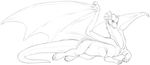  claws dragon eyewear female feral frills glasses hindpaw lizard long_neck lying monochrome nostrils paws plain_background reptile scalie sefeiren sketch slitherette solo white_background wings 