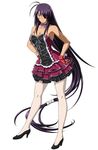  absurdly_long_hair blue_eyes dress female ikkitousen kan'u_unchou kanu_unchou long_hair official_art purple_hair smile solo standing stockings very_long_hair 