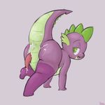  butt crossdressing cum cum_in_ass cum_inside dovne dragon friendship_is_magic looking_back male my_little_pony open_mouth penis presenting scalie slit_pupils solo spike_(mlp) 