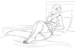  book boxers bra breasts claws eyes female hindpaw jenny jenny_(slither) komodo_dragon lizard monitor_lizard nostrils paws pillow reading reclining reptile scalie sefeiren sketch underwear 