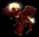  brown_body cutie_mark dream_weaver_(mlp) enigmatia equine feather_hair feather_tail feathers glowing glowing_eyes glowing_hair glowing_tail male mammal my_little_pony original_character pegasus solo white_eyes wings 