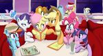  applejack_(mlp) berry_punch_(mlp) carrot_top_(mlp) daring_do_(mlp) derpy_hooves_(mlp) equine female feral fluttershy_(mlp) food friendship_is_magic group helmet horn horse mammal milkshake muffin my_little_pony pegasus pinkie_pie_(mlp) pony rainbow_dash_(mlp) rarity_(mlp) trixie_(mlp) twilight_sparkle_(mlp) unicorn wings 