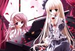  2girls dress goth-loli lolita_fashion long_hair original petals piano scan tinkerbell tinkle 