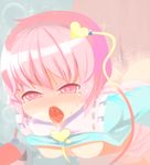  ahegao anda_inmu ass blush breasts fucked_silly hairband heart highres komeiji_satori medium_breasts open_mouth petite pink_eyes pink_hair sex shirt_lift solo third_eye tongue touhou 