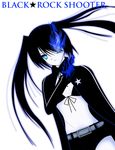  bad_anatomy black_hair black_rock_shooter black_rock_shooter_(character) blue_eyes highres long_hair midriff murasaki_itsuki navel scar solo twintails 