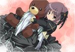  game_cg gothic_lolita hug lolita_fashion nagato_yuki non-web_source silver_hair solo stuffed_animal stuffed_toy suzumiya_haruhi_no_tomadoi suzumiya_haruhi_no_yuuutsu teddy_bear yellow_eyes 