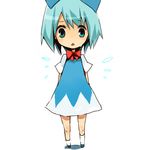  bangs chibi cirno rin_(royal) simple_background solo touhou 