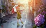  aira_(ira) boots flower hydrangea original rain raincoat rubber_boots solo sunlight twintails umbrella 