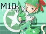  american_flag animal_ears blonde_hair cat_ears cat_tail girl_arms helmet m10_tank_destroyer_(personification) mecha_musume military short_hair solo tail wallpaper zeco 
