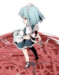  bad_id bad_pixiv_id between_fingers braid chibi clock hinemosu_notari izayoi_sakuya knife maid ribbon short_hair solo touhou 