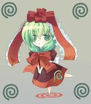  :&lt; bad_id bad_pixiv_id chibi front_ponytail green_hair jitome kagiyama_hina long_hair omiso_(omiso) ribbon solo touhou 