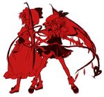  flandre_scarlet miya_(tsumazukanai) monochrome multiple_girls red remilia_scarlet siblings sisters touhou wings 