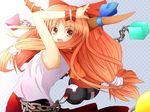  armpits bad_id bad_pixiv_id chain horns ibuki_suika long_hair orange_hair ribbon solo torichiyo touhou 