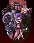  blue_hair bow cross crossover dancing gate hair_ornament halloween hat hat_bow highres jack-o'-lantern jack_skellington pinstripe_pattern red_eyes remilia_scarlet ribbon short_hair striped the_nightmare_before_christmas top_hat tori_rui touhou wings zero_(nbc) 