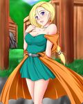  bare_shoulders bianca blonde_hair blush bracelet breasts choker cleavage dragon_quest dragon_quest_v earrings futami_masaki jewelry large_breasts long_hair open_mouth purple_eyes skirt solo 