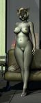  anthro big_breasts blonde_hair breasts canine detailed_background female fur grey_fur hair looking_at_viewer lykina_(character) mammal milf mother navel nipples nude parent pinup pussy short_hair solo standing thighs toes vic34677 wide_hips wolf 