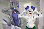  canine dalmatian dog duo dyed_fur male mammal seasalt sheath shock shocked surprise topless underwear wolf 