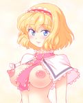  alice_margatroid blonde_hair blue_eyes breasts frills hairband hanazuka_ryouji large_breasts nipples solo touhou 