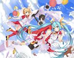  absurdres aqua_eyes aqua_hair balloon bass_clef beamed_eighth_notes blonde_hair book cake candy chair cloud codec007 day dress eighth_note fermata flat_sign food grand_piano hair_ornament hair_ribbon hairclip half_note hatsune_miku highres instrument kagamine_rin long_hair mary_janes multiple_girls musical_note panties piano quarter_note ribbon sheet_music shoes short_hair sky striped striped_legwear striped_panties table thighhighs time_signature treble_clef twintails underwear vertical-striped_legwear vertical_stripes very_long_hair vocaloid wrist_cuffs 