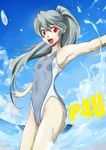  :d arena_(company) armpits cloud competition_swimsuit day flat_chest humanization labrys long_hair md5_mismatch onaya_masakazu one-piece_swimsuit open_mouth outstretched_arms persona persona_4:_the_ultimate_in_mayonaka_arena ponytail red_eyes silver_hair sky smile splashing spread_arms swimsuit water 