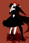  1girl assf_krsya baccano! bad_id bad_pixiv_id blood chane_laforet claire_stanfield couple dress elbow_gloves formal gloves hetero highres knife 