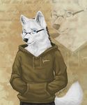  blue_eyes canine eyewear fuckie glasses loopus male mammal pose smile solo wolf 