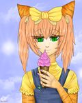  anime blond2012 bow cream cute eliana-asato face feline female fur green_eyes ice sky sweet tiger yellow 